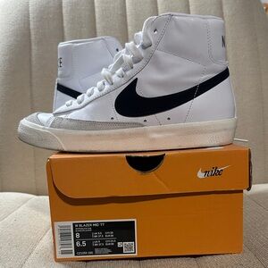 Nike Blazer Mid 77 White with Black Swoosh